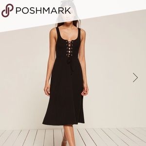 Black Ribbed Midi Tangelo Dress Reformation